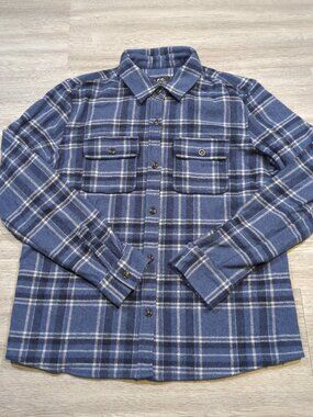 A.P.C Wool Plaid Flannel Women's Medium Button Up Blue Plaid Fall Cozy